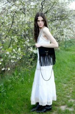 Zadig & Voltaire Rock Suede Fringes Clutch Black -Zadig & Voltaire Clothing 22 keylooks summer 130425 3284 copie