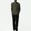 Zadig & Voltaire Monastir Henley T-shirt Used Kaki -Zadig & Voltaire Clothing JMTN00241 USED KAKI SHOOTING