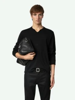 Zadig & Voltaire Monasti Henley T-shirt Black -Zadig & Voltaire Clothing JMTN00250 NOIR ADDI 1 670548ad87e63