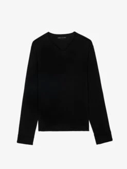 Zadig & Voltaire Monasti Henley T-shirt Black -Zadig & Voltaire Clothing JMTN00250 NOIR PACKSHOT 670684ea0deef