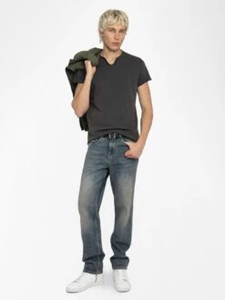 Zadig & Voltaire Henley Monastir T-shirt Carbone -Zadig & Voltaire Clothing JMTN01635 CARBONE ADDI 1 683dca984e554