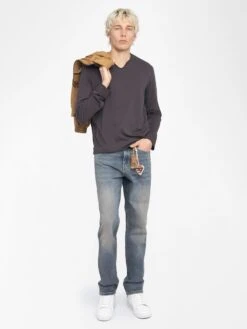 Zadig & Voltaire Henley Monastir T-shirt Dark Chocolate -Zadig & Voltaire Clothing JMTN01641 DARK CHOCOLATE ADDI 1 683dca5704cd6