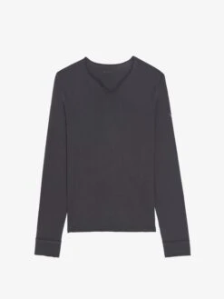 Zadig & Voltaire Henley Monastir T-shirt Dark Chocolate -Zadig & Voltaire Clothing JMTN01641 DARK CHOCOLATE PACKSHOT 6836c8f838752