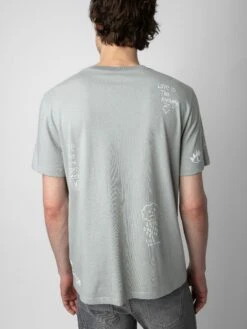 Zadig & Voltaire Ted Tag T-shirt Oyster -Zadig & Voltaire Clothing JMTS00642 OYSTER BACK