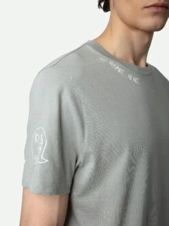 Zadig & Voltaire Ted Tag T-shirt Oyster -Zadig & Voltaire Clothing JMTS00642 OYSTER HOVER