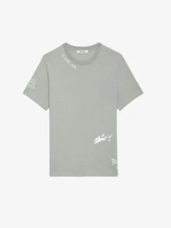 Zadig & Voltaire Ted Tag T-shirt Oyster -Zadig & Voltaire Clothing JMTS00642 OYSTER PACKSHOT