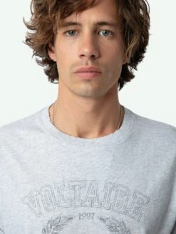 Zadig & Voltaire Jimmy Insignia T-shirt Gris Chine Clair -Zadig & Voltaire Clothing JMTS00663 GRIS CHINE CLAIR HOVER 662ba7a71c8e7