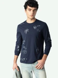 Zadig & Voltaire Hector T-shirt Encre -Zadig & Voltaire Clothing JMTS01716 ENCRE ADDI 1 67604121d3bbf