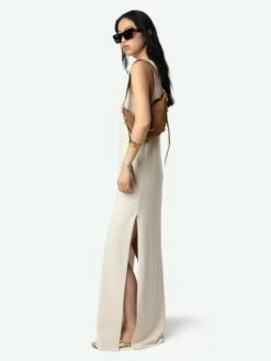 Zadig & Voltaire Deva Navy Sleeveless Dress Ecru -Zadig & Voltaire Clothing JWDR01079 ECRU ADDI 1 67bed27419166