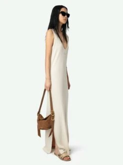 Zadig & Voltaire Deva Navy Sleeveless Dress Ecru -Zadig & Voltaire Clothing JWDR01079 ECRU ADDI 2 67bed371f3fba
