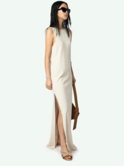 Zadig & Voltaire Deva Navy Sleeveless Dress Ecru -Zadig & Voltaire Clothing JWDR01079 ECRU ADDI 4 67bed3e25d42c