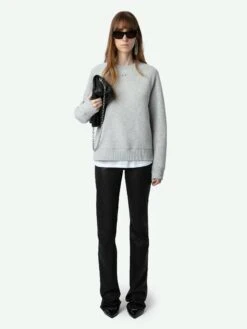 Zadig & Voltaire Upper Diamante Wings Sweatshirt Gris Chine Clair