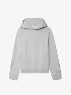 Zadig & Voltaire Georgy Grey Women's Rhinestone Sweatshirt Gris Chine -Zadig & Voltaire Clothing JWSS01665 GRIS CHINE PACKSHOT 684fe1706ffe7