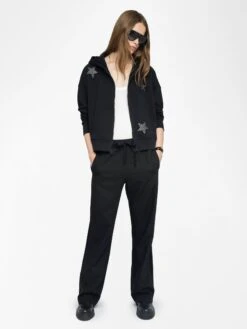 Zadig & Voltaire Mia Black Embellished Hoodie With Zip Black -Zadig & Voltaire Clothing JWSS01666 BLACK ADDI 2 6849a2bd6b753
