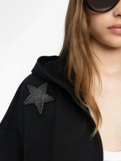 Zadig & Voltaire Mia Black Embellished Hoodie With Zip Black -Zadig & Voltaire Clothing JWSS01666 BLACK HOVER 6849a2dbded2d