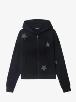 Zadig & Voltaire Mia Black Embellished Hoodie With Zip Black -Zadig & Voltaire Clothing JWSS01666 BLACK PACKSHOT 684fe1d94d867