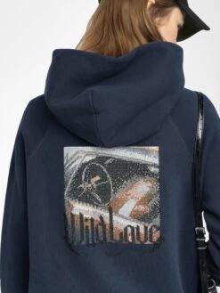 Zadig & Voltaire Georgy Hooded Embellished Sweatshirt In Navy Encre -Zadig & Voltaire Clothing JWSS01667 ENCRE HOVER 6849a2d36314b