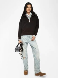 Zadig & Voltaire Sweatshirt Maya Dark Chocolate -Zadig & Voltaire Clothing JWSS01673 DARK CHOCOLATE ADDI 1 686b80b6b0cb3