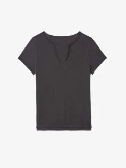 Zadig & Voltaire Tuni Henley T-shirt Dark Chocolate -Zadig & Voltaire Clothing JWTN00447 DARK CHOCOLATE PACKSHOT 6836c937cfd59