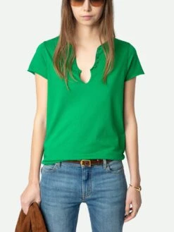 Zadig & Voltaire Henley T-shirt Gazon -Zadig & Voltaire Clothing JWTN00447 GAZON ADDI 1 676052de1b14b