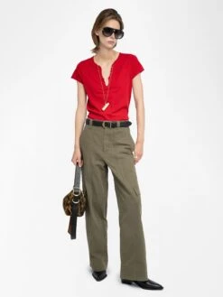 Zadig & Voltaire Tuni Henley T-shirt Love -Zadig & Voltaire Clothing JWTN00447 LOVE ADDI 4 687df5b26c23b