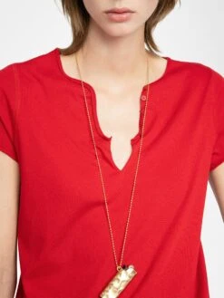 Zadig & Voltaire Tuni Henley T-shirt Love -Zadig & Voltaire Clothing JWTN00447 LOVE HOVER 687df5a227eba