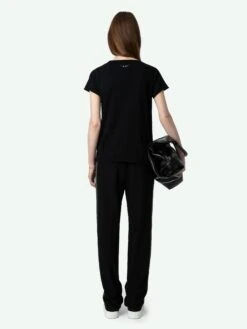 Zadig & Voltaire Tuni Henley T-shirt Black -Zadig & Voltaire Clothing JWTN00447 NOIR BACK 664c624fa8df1
