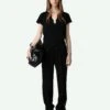 Zadig & Voltaire Tuni Henley T-shirt Black 1 Zadig & Voltaire Tuni Henley T-shirt Black -Zadig & Voltaire Clothing JWTN00447 NOIR SHOOTING 664c643a1e480
