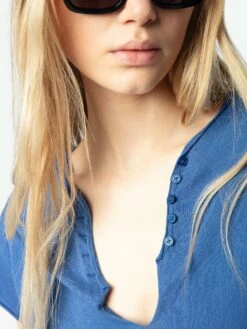 Zadig & Voltaire Tuni Henley T-shirt Surf -Zadig & Voltaire Clothing JWTN00447 SURF HOVER 67a624375b894