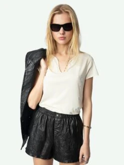 Zadig & Voltaire Henley T-shirt Ecru -Zadig & Voltaire Clothing JWTN02603 ECRU ADDI 1 6728e102c3865