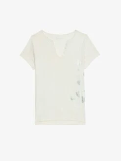 Zadig & Voltaire Henley T-shirt Ecru -Zadig & Voltaire Clothing JWTN02603 ECRU PACKSHOT 6728b31865289