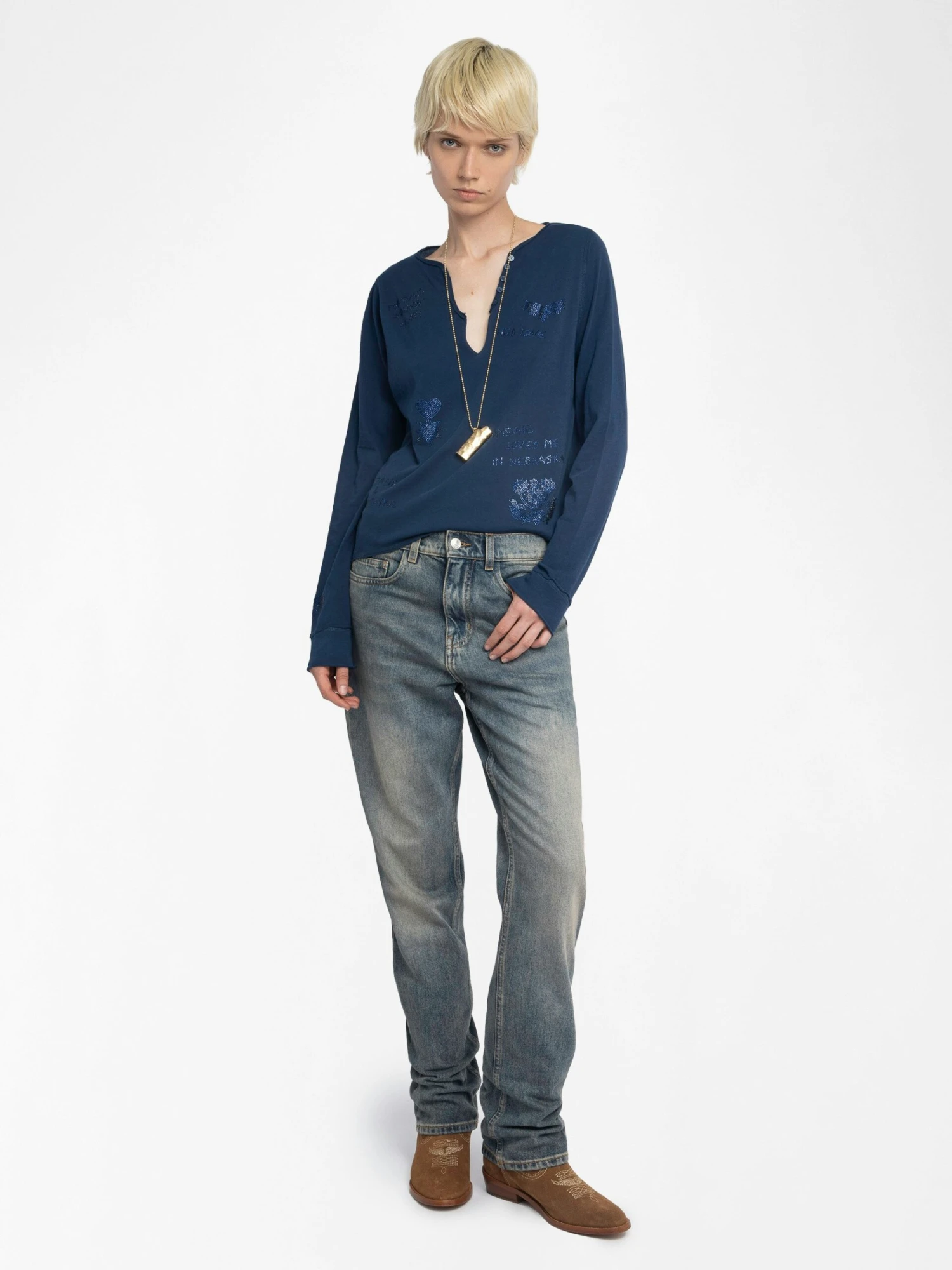Zadig & Voltaire Tuni Henley Shirt Blueberry 5 Zadig & Voltaire Tuni Henley Shirt Blueberry - Image 3