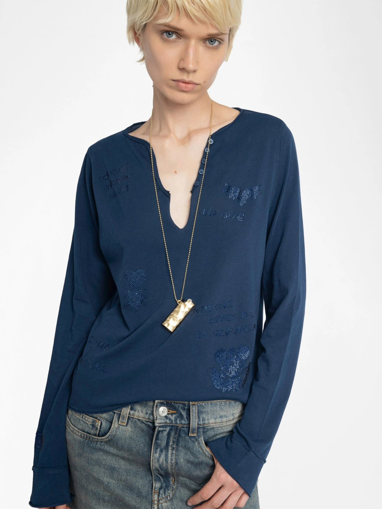 Zadig & Voltaire Tuni Henley Shirt Blueberry 4 Zadig & Voltaire Tuni Henley Shirt Blueberry - Image 2