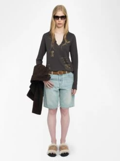 Zadig & Voltaire Tuni Henley Shirt Dark Chocolate