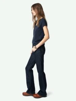 Zadig & Voltaire Henley Diamanté T-shirt Encre -Zadig & Voltaire Clothing JWTN02645 ENCRE ADDI 2 675fee3e1ef9e