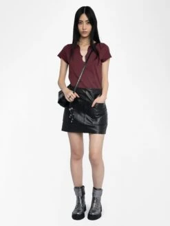 Zadig & Voltaire Henley T-shirt Tuni Burgundy 10 Zadig & Voltaire Henley T-shirt Tuni Burgundy -Zadig & Voltaire Clothing JWTN02646 BURGUNDY ADDI 1 685d20c55388e