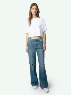 Zadig & Voltaire Lennox Cropped Tee Pure White