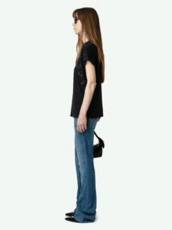 Zadig & Voltaire Anya Diamante Wings T-shirt Stone -Zadig & Voltaire Clothing JWTS01663 STONE ADDI 1 664c626b296f4