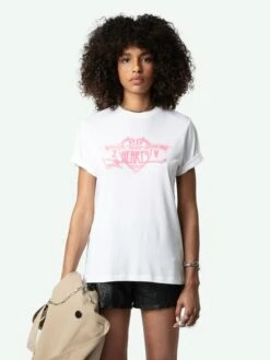 Zadig & Voltaire Edwin Hearts T-shirt White -Zadig & Voltaire Clothing JWTS01665 BLANC ADDI 1 6683f0477bdc9