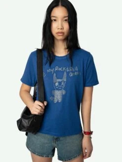 Zadig & Voltaire Woos Devil Rhinestone Graphic Tee Surf -Zadig & Voltaire Clothing JWTS02772 SURF ADDI 1 67b745c754fe5