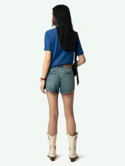 Zadig & Voltaire Woos Devil Rhinestone Graphic Tee Surf -Zadig & Voltaire Clothing JWTS02772 SURF BACK 67b745d96dd8c