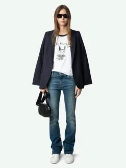 Zadig & Voltaire Woos Devil Rhinestone Graphic Tee White -Zadig & Voltaire Clothing JWTS02772 WHITE ADDI 1 6763e6d8b9f21