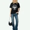 Zadig & Voltaire Tommer T-shirt Black -Zadig & Voltaire Clothing JWTS02778 BLACK SHOOTING 6728e240af147