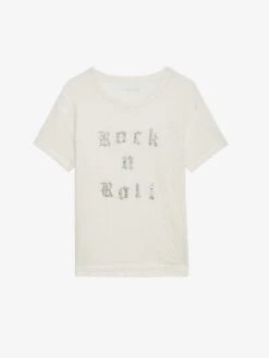 Zadig & Voltaire Marta Embellished Graphic Tee Ecru -Zadig & Voltaire Clothing JWTS02785 ECRU PACKSHOT 67c04e8b48130