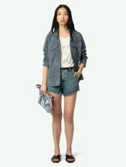 Zadig & Voltaire Marta Embellished Graphic Tee Ecru -Zadig & Voltaire Clothing JWTS02785 ECRU SHOOTING 67bed3352b731