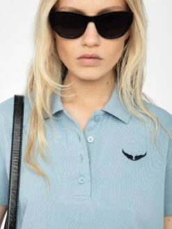 Zadig & Voltaire Mirta Cropped Polo Shirt Cloud -Zadig & Voltaire Clothing JWTS02792 CLOUD HOVER 681b6897a64ad