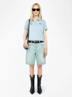 Zadig & Voltaire Mirta Cropped Polo Shirt Cloud