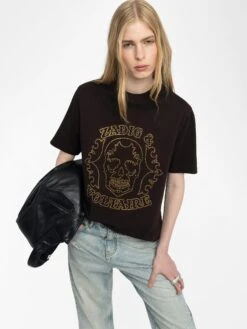 Zadig & Voltaire Edwin T-shirt Dark Chocolate -Zadig & Voltaire Clothing JWTS02845 DARK CHOCOLATE ADDI 2 6837011357034