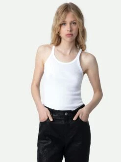 Zadig & Voltaire Alba Tank Top White -Zadig & Voltaire Clothing JWTT00228 BLANC HOVER 1