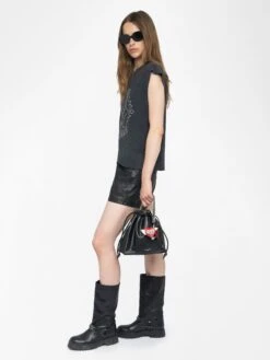 Zadig & Voltaire Cloe Black Rhinestone Tank Top Black -Zadig & Voltaire Clothing JWTT01275 BLACK ADDI 2 684850f05a3cb